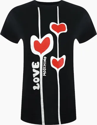 Love Moschino Womens Love Moschino Heart Design Black T-Shirt Women - Size: 18/16
