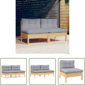 vidaXL vidaXL Divano in legno - Divano da Giardino a 2 Posti con Cuscini Grigi Massello di Pino