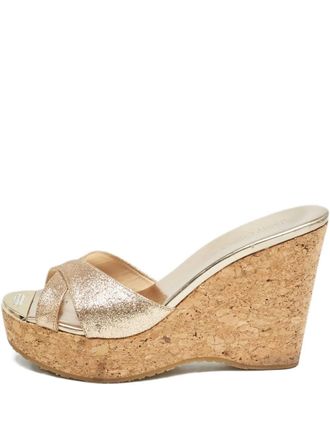 Jimmy Choo London glitter cross-strap sandals - Gold