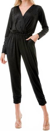 Ariella V Neck Long Sleeve Jumpsuit In Black