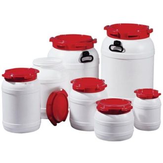 OEM Bid&oacute;n De Cuello Ancho 26.0l Blanco Con Tapa Roja O Asas Apertura De Llenado-d.204mm