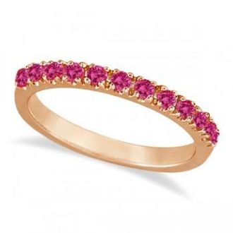 Allurez Lab Pink Sapphire Stackable Band Ring Guard in 14k Rose Gold (0.38ct)