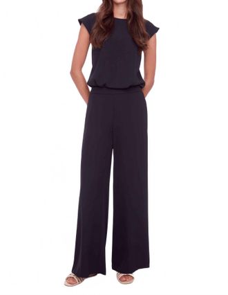 UP Solid Vegan Silk Wide Leg Pant In Black