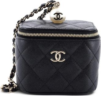 Chanel Classic Pearl gewatteerde mini-clutch met ketting - Zwart