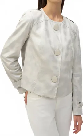 Joseph Ribkoff Faux Leather Boxy Jacket In Moonstone