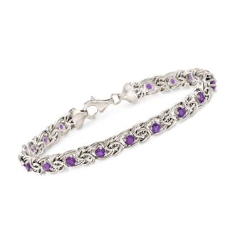 Ross-Simons Amethyst Byzantine Bracelet in Sterling Silver