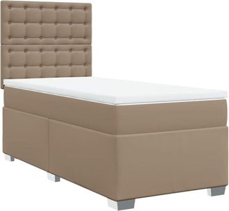 vidaXL Vidaxl - Cama Box Spring Con Colch&oacute;n Cuero Sint&eacute;tico Capuchino 100x200cm