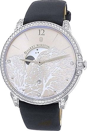 Harry Winston Pre-owned Harry Winston Midnight Diamond Silver Sunray Dial Mens Watch MIDQMP39WW001