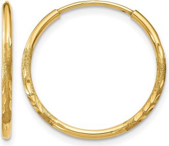 Diamond2Deal 14k Yellow Gold 1.20mm Diamond-cut Endless Hoop Earring
