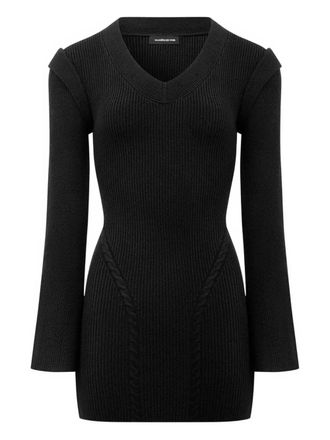 Mani&egrave;re De Voir wide-shoulder knitted mini dress - Black