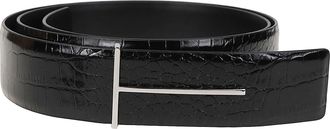 Tom Ford Tumbled Soft Printed Croc Reversible Slim T Belt