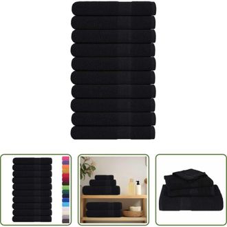 vidaXL Asciugamani da sauna - Asciugamani per sauna FROGN 10 pezzi Nero 80x200 cm 360 g/m&sup2;