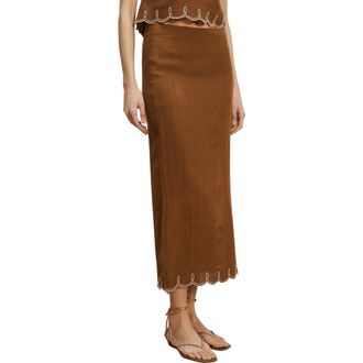 Veronica Beard Malou Scallop Maxi Skirt in Deep Ochre at Nordstrom, Size 10