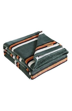 Wrangler Western Saddle Stripe Fleece Blanket in Green at Nordstrom Rack, Size Full/queen