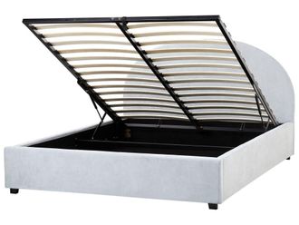 Beliani Cama matrimonial de tejido azul 160x200