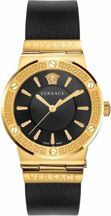 Versace Greca Logo Watch - Dames - Horloges - Geel - ONE Size - Leer - Accessoires