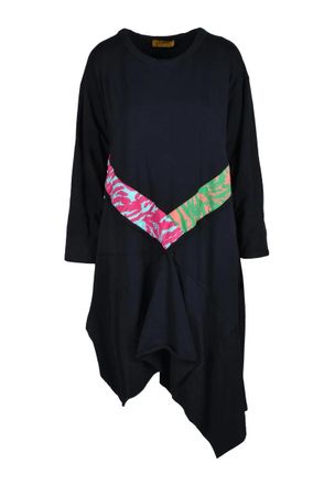 Ebarrito Black Asymmetrical Cotton-Blend Evening Dress