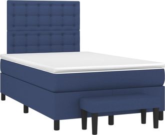 vidaXL Cama Box Spring Con Colch&oacute;n Tela Azul 120x190 Cm Vidaxl