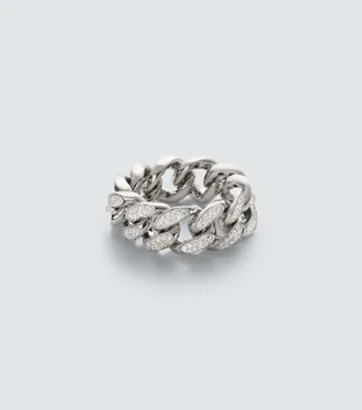 Shay Jewelry Flat Link 18kt white gold ring with diamonds