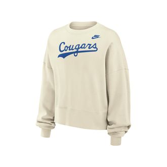 Nike BYU Cougars Phoenix Fleece Nike Womens Football Crew-Neck Sweatshirt in White | W33302P403BGYU-SAI