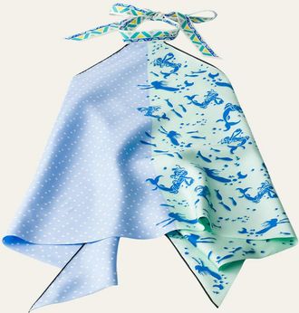 Prada Backless Printed Silk Twill Top