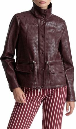 Avec Les Filles Woven Faux Leather Jacket in Burgundy at Nordstrom, Size X-Large