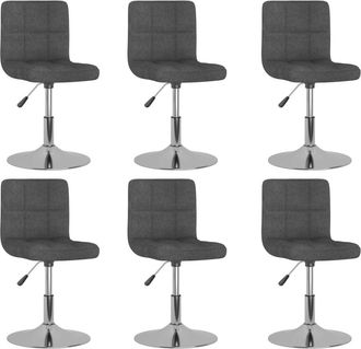 vidaXL Sillas De Comedor Giratorias 6 Unidades Tela Gris Oscuro Vidaxl