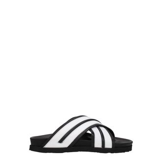 Palm Angels White Leather Womens Slippers