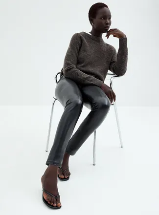 Dim Womens Black faux-leather legging