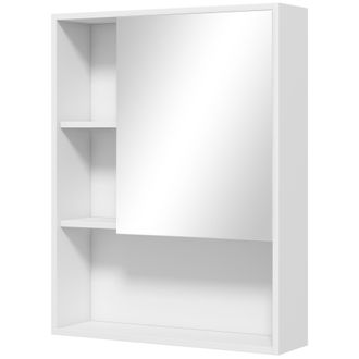 Kleankin Kleankin - Pensile Da Bagno Con Specchio, Ripiani E Scaffale Regolabile Bianco