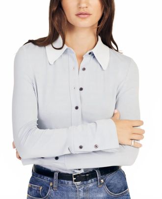 Derek Lam Ulla Button Down Knit Top In Blue