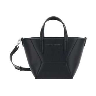 Brunello Cucinelli Tassen, Dames, Zwart, ONE Size, Leer, Duo Mini Bag