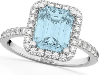 Allurez Aquamarine & Diamond Engagement Ring 14k in 3.32Ct/white Gold at Nordstrom, Size 6.5