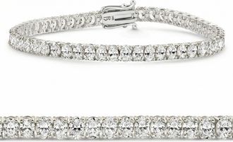Pompeii3 10Ct Oval Diamond Tennis Bracelet 14k Gold 7 Lab Grown