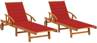 vidaXL Tumbonas Con Cojines 2 Unidades Madera Maciza De Acacia Vidaxl
