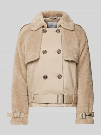 Pepe Jeans London Regular Fit Jacke mit Kunstfellbesatz Modell FIONA in Taupe, Gr&ouml;&szlig;e XS