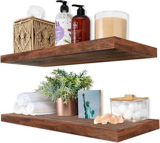 Sorbus Set Of 2 Solid Wood Floating Shelves