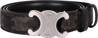 Celine Mens Triomphe Fabric Belt Black Polyurethane