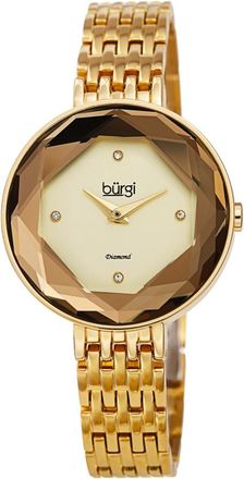 B&uuml;rgi Quartz Faceted Crystal Bezel Diamond Ladies Watch BUR253YG