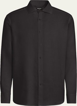Ermenegildo Zegna Mens Cashco Cashmere and Cotton Solid Dress Shirt