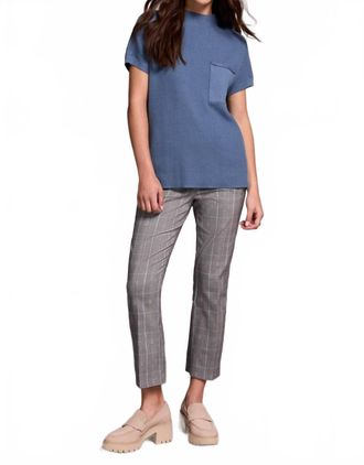 Tribal Dolman Short Sleeve Tee With Pocket In Slate Blue