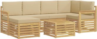 vidaXL Conjunto De Sof&aacute;s De Exterior 7 Uds. Y Beige Poli&eacute;ster Vidaxl