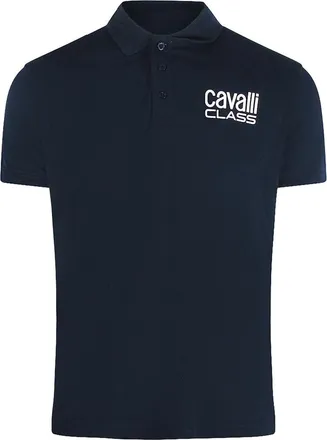 Roberto Cavalli Mens Cavalli Class Bold Logo Navy Blue Polo Shirt - Black - Size: 38