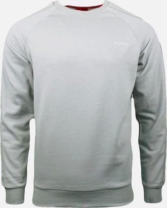 HUGO BOSS Mens HUGO Cotton Terry Tonal Logo Sweatshirt, Light Grey - Size: 40