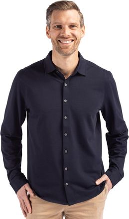 Cutter & Buck Advantage Tri-Blend Eco Soft Pique Long Sleeve Knitted Mens Button Up