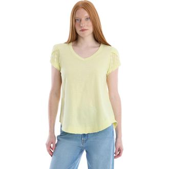 Wilt Eyelet Cap Sleeve Tee in Wax Yellow at Nordstrom, Size X-Small