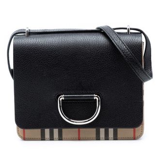 Burberry Pre-owned Burberry Small House Check Trimmed Goatskin D Ring Crossbody Ladies B7T3DDF1OB9BGMCF