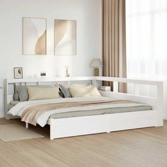 vidaXL Vidaxl - Cama Con Estanter&iacute;a Sin Colch&oacute;n Madera Maciza De Pino 160x200cm