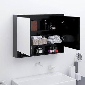 vidaXL Vidaxl - Armario De Ba&ntilde;o Con Espejo Mdf Gris Antracita 80x15x60 Cm