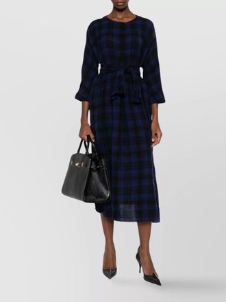 Daniela Gregis checked wool dress belted at waist